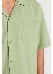  Collection قميص قطني صيفي مقاس كبير باللون الأخضر TMNSS23GO00080