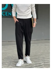 ElitWear سروال رجالي بخصر قابل للتمدد برباط مخفي وقطع جزرة