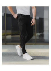 Bürke Men's Black Color Italian Cut Quality Flexible Lycra Ankle Length Fabric Trousers