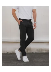 Bürke Men's Anthracite Lycra Flexible Ankle Length Fabric Trousers