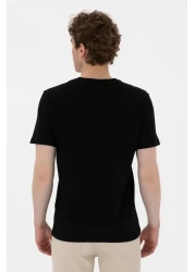 U.S. Polo Assn. تي شيرت أسود برقبة دائرية للرجال 50300382 -vr046