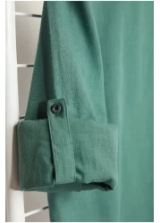  Collection Dark Green Slim Fit Epaulettes Shirt - 100% Cotton, Prevailing Collar Tmnss20go0188