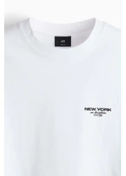 H&M تي شيرت فضفاض مطبوع