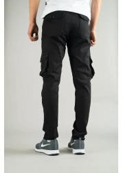 bombe Men's Black Trousers Cargo Silim Fit