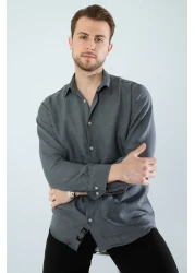 YXC Men's Relaxed Fit Linen Shirt Smoked