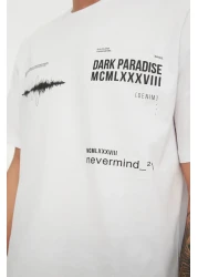  Collection White Oversize/Wide Cut Crew Neck Short Sleeve Printed T-Shirt Tmnss20Ts1097