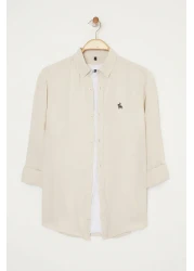  Collection Stone Limited Edition 100% Linen Regular Fit Shirt Tmnss25Go00057