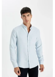 Defacto Polo Neck Slim Fit Textured Shirt - Long Sleeve T2066AZ24AU