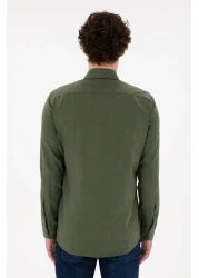 U.S. Polo Assn. قميص رجالي أساسي كاكي بأكمام طويلة 50296757 -VR027