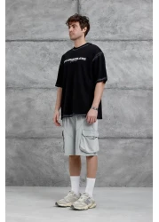 NOMARC Black Epicurusarless Written Oversize Tshirt