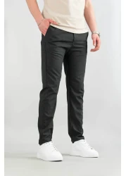 bombe بنطال رجالي من قماش الليكرا المدخن المرن بطول الكاحل كاجوال مريح بجيوب جانبية