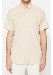  Collection Summer Textured Wrap Knitted Shirt - Stone, Regular Fit, Short Sleeve Tmnss23Go00055