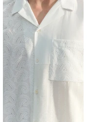  Collection Brode Blocked White Oversize Summer Shirt - Limited Edition TMNSS23GO00135