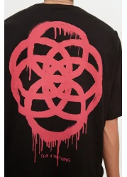  Collection Geometric Printed Black Oversize Cotton T-Shirt - TMNSS21TS1062