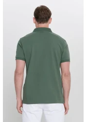 Altınyıldız Classics Men's Khaki Slim Fit Polo Collar Cotton T-Shirt - Uncurlable