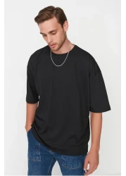  Collection Black Oversize Crew Neck Short Sleeve T-Shirt - TMNSS22TS0317