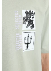  Collection تي شيرت قطني كبير الحجم مطبوع عليه فن النعناع - كم قصير TMNSS21TS3559