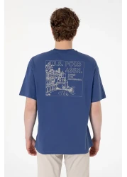 U.S. Polo Assn. Men's Oversize Fit Crew Neck Light Navy Blue T-Shirt 50299543 -Vr059