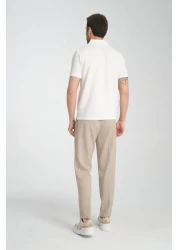 Frappoli Walfer Men's Slim Fit Polo Neck White T-Shirt - 100% Cotton, Non-Shrink Fabric