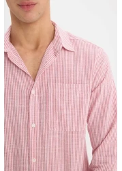 Defacto قميص مخطط بأكمام طويلة وياقة بولو مقاس حديث E5046AX25SM