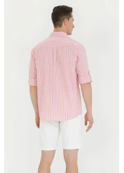 U.S. Polo Assn. قميص السلمون الأبيض مخطط للرجال 50265493 -vr047