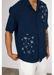 İLKCET MODA قميص من الكتان الموسلين مع تفاصيل مطرزة