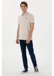 U.S. Polo Assn. Men's Regular Fit Polo Neck Stone Basic T-Shirt 50306011 -Vr049