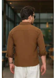 UTTBASİC قميص بني كبير الحجم مزخرف