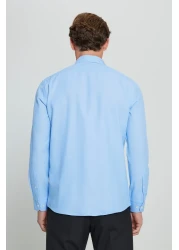 AC&Co / Altınyıldız Classics قميص أكسفورد أزرق بقصة ضيقة للرجال - سهل الكي، ياقة بأزرار، قطن