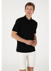 U.S. Polo Assn. تي شيرت أسود أساسي بياقة بولو للرجال 50306007 -vr046