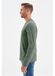  Collection Dark Green Long Sleeve 100% CoTTon T-Shirt - Regular FiT TMNAW21TS0208