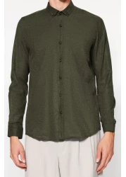  Collection قميص شتوي أخضر بقصة ضيقة - ياقة بأزرار TMNAW20GO0094