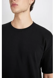 Defacto Boxy Fit Crew Neck Cotton Short Sleeve Basic Solid T-Shirt E0221Ax24Au