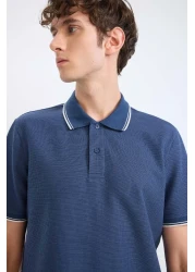 Defacto تي شيرت بولو ذو قصة عادية وأكمام قصيرة وياقة وافل D7932ax25sp