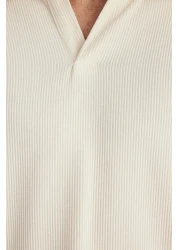  Collection Ecru Ottoman Polo Collar T-Shirt - Non-Wrinkle, Wide Fit, Limited Edition TMNSS23PO00020