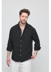 GEİO Men's Oversize Cut Linen Shirt
