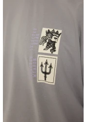  Collection ArTisTic PrinTed Gray Oversize T-Shirt - 100% ShorT Sleeve TMNSS21TS3559