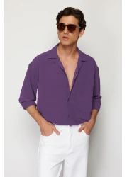  Collection قميص صيفي كبير الحجم من الكتان ذو طية صدر السترة - بلوم TMNSS23GO00053