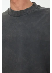  Collection Anthracite Color Oversize Printed Cotton T-Shirt - Tmnss22Ts0417