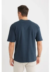 Defacto 100% Cotton Boxy Fit Crew Neck Basic Plain Short Sleeve T-Shirt D7481Ax25Sp