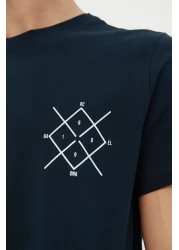  Collection Navy Blue Regular/Normal Cut Logo Printed 100% Cotton Short Sleeve T-Shirt Tmnss20Ts0984