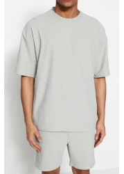  Collection إصدار محدود - تي شيرت عثماني رمادي بقصة واسعة TMNSS23TS00081