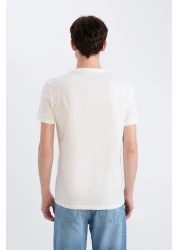 Defacto 100% Cotton Slim Fit Slim Fit Crew Neck Printed Short Sleeve T-Shirt D9356Ax25Sp