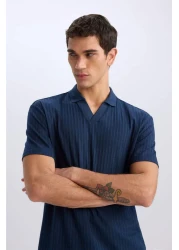 Defacto تي شيرت بياقة بولو وقصة عادية وأكمام قصيرة مجعدة E1207ax25sm