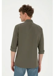 U.S. Polo Assn. Khaki Men's Shirt - Long Sleeve, Basic Model50288629-VR027