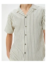 Koton Summer Shirt - Sleeves Turn-Down Collar Button Regular Fit