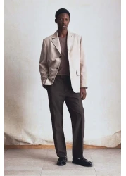 H&M بنطلون مريح من مزيج الكتان