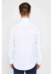 Tudors Slim Fit Long Sleeve Easy Ironing Sweat Absorbing Breathable Texture Tie Four Seasons White Men's Shirt