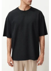  Collection Anthracite Oversize Textured Waffle T-Shirt Tmnss22Ts00049
