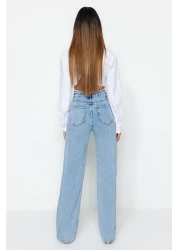  Collection جينز أزرق فاتح عالي الخصر واسع الساق TWOSS23JE00068